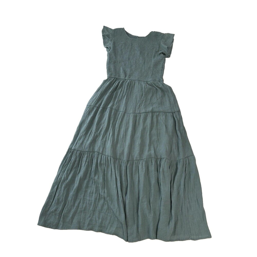 Sweet Wanderer Women's Maxi Dress Size M Boho Peasant Coquette Smocked Sage